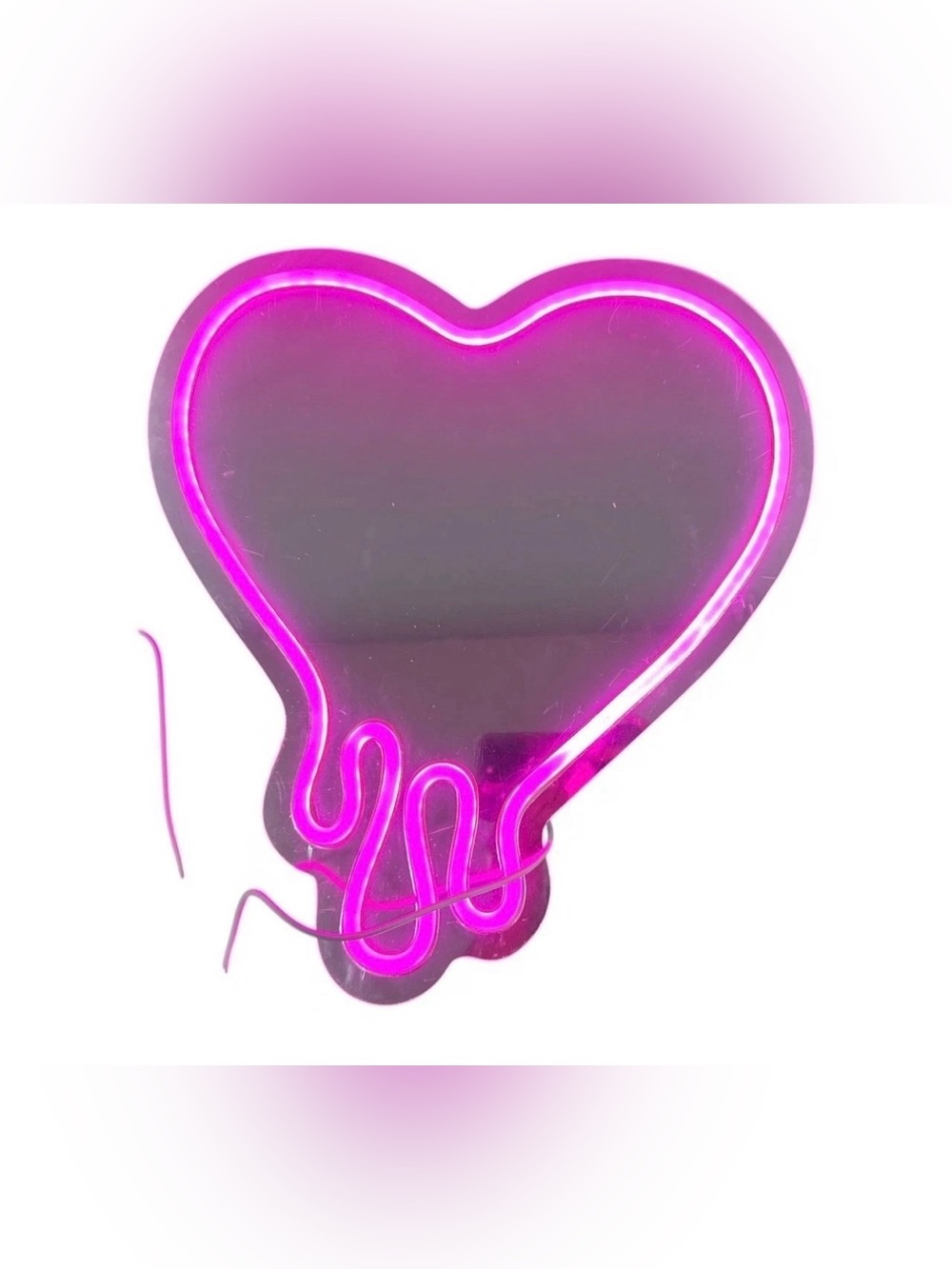 Neon Pink Heart Shaped Mirror